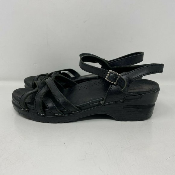 Dansko Womens Black Strappy Sandals Wedge 8.5 - Picture 2 of 8